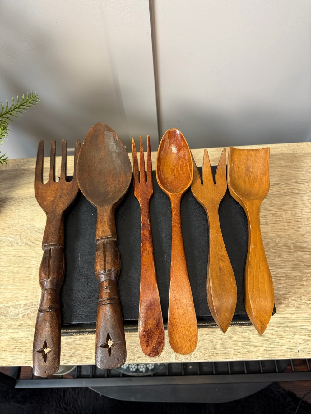 Handcrafted Wooden Salad Serving Set of 6